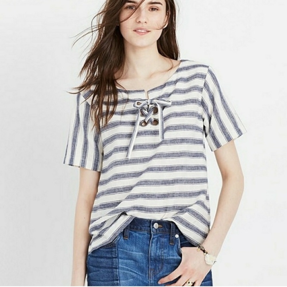 Madewell striped linen/cotton top | S